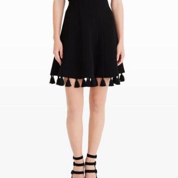 Club Monaco Women’s 6 Tassel‎ Fringe Mini Skirt Black Coastal Beach Resortwear - Picture 1 of 11